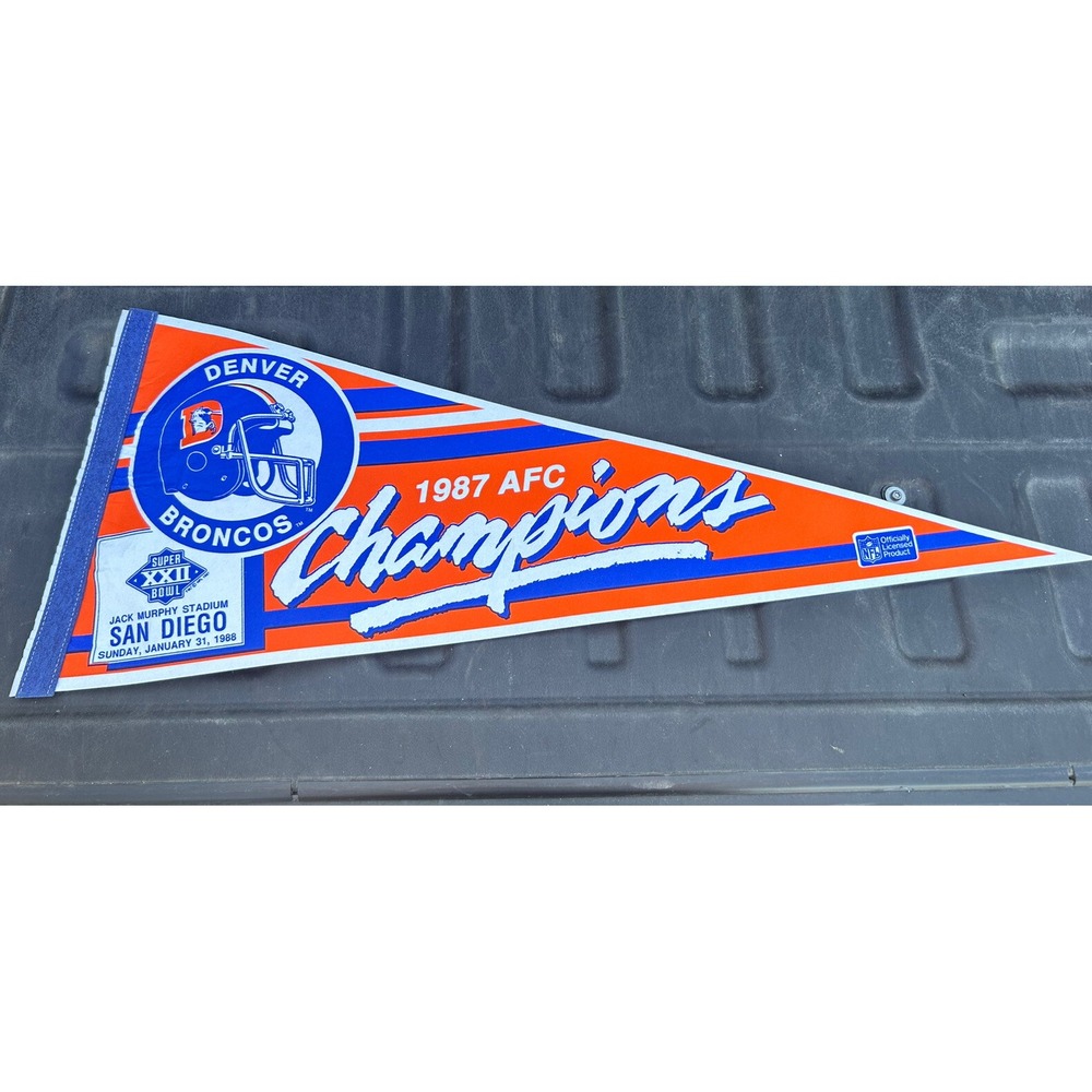 Vintage Denver Broncos 1987 AFC Champions Super Bowl XXII 22 NFL Pennant Helmet